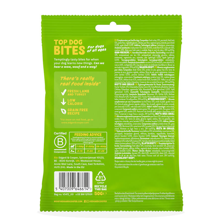 50 g Edgard & Cooper Bocaditos Grande de Cordero y Pavo para perros, , large Imagen numero 7
